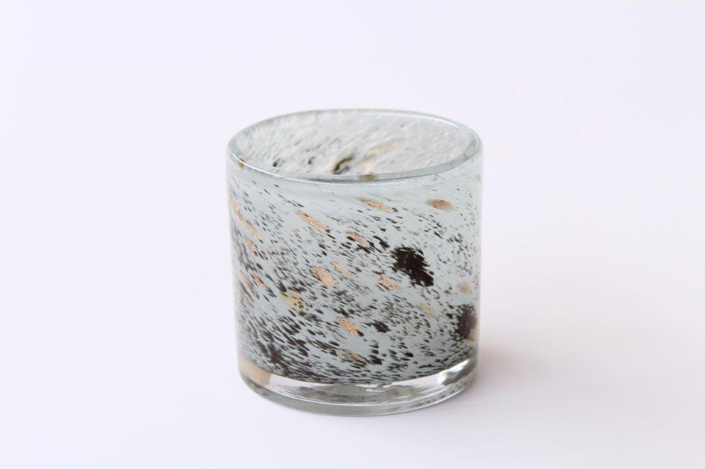 Small Black & Gold Glass Candle Holder